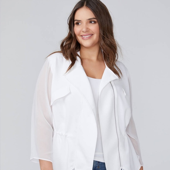 NWT Lane Bryant Jacket with Chiffon Sleeve and Hem - Picture 2 of 3